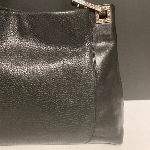 BRIGHTON Black Pebbled Leather Shoulder Bag Purse - Picture 7 of 17